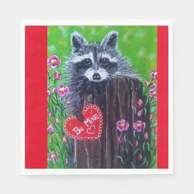 Serviette En Papier Rocky the Raccoon Paper Valentine Napkin! (Devant)