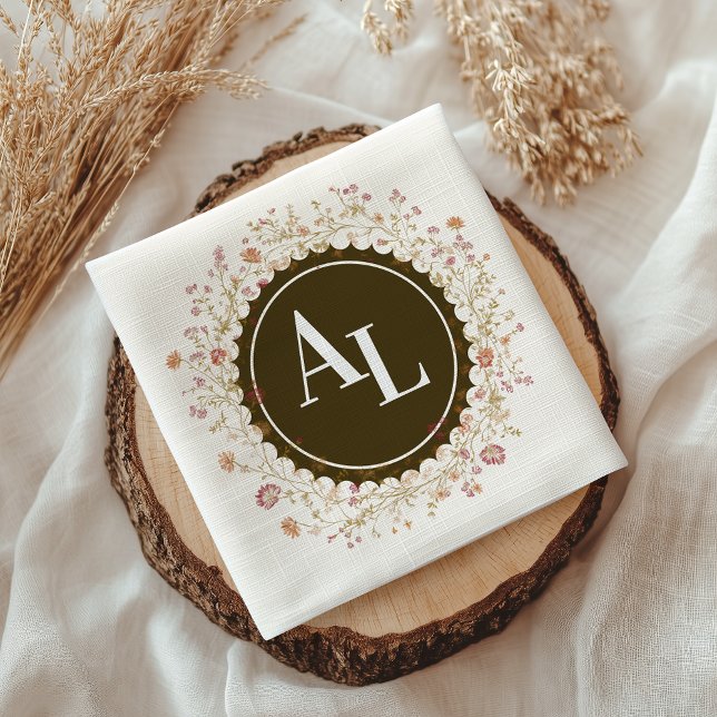 Serviette En Papier Rococo Floral Antique Frame Mariage (Créateur téléchargé)