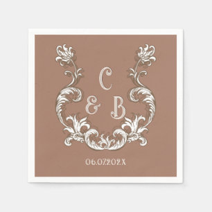 Serviette En Papier Rococo Mocha Florentine Monochrome Mousse
