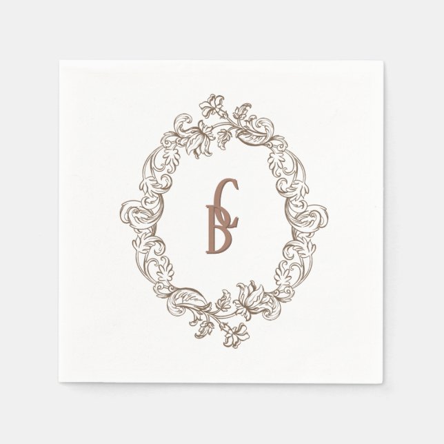 Serviette En Papier Rococo Mocha Florentine Monochrome Mousse (Devant)