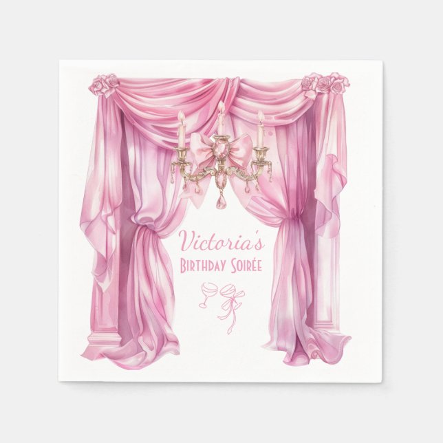 Serviette En Papier Rococo Rose Soft Renaissance Coquette Party (Devant)