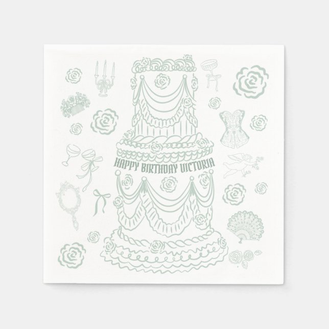 Serviette En Papier Rococo Soft Renaissance Coquette Party (Devant)