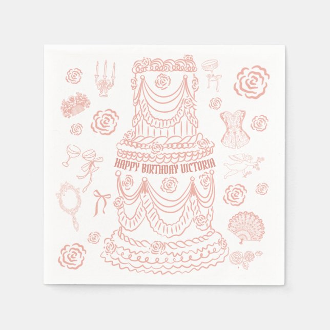 Serviette En Papier Rococo Soft Renaissance Coquette Party (Devant)