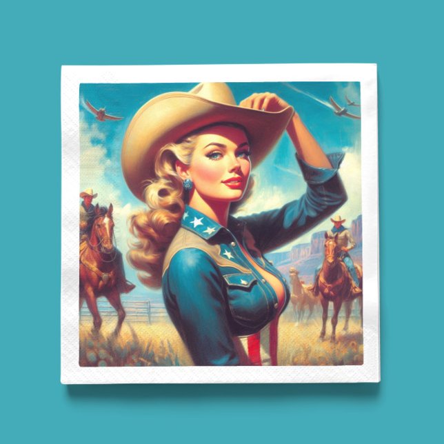 Serviette En Papier Rodeo Pin-up Vintage (Créateur téléchargé)