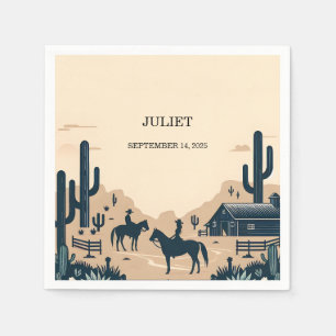 Serviette En Papier Rodéo Rétro Cheval Rustique Fête de Mariage Wester
