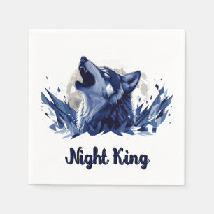 Serviette En Papier Roi de nuit - Loup hurlant avec lune