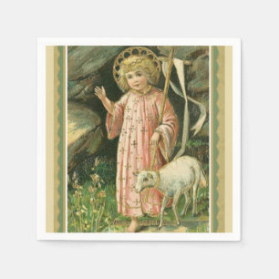 Serviette En Papier Roi de Pâques d'agneau de croix d'enfant de Jésu