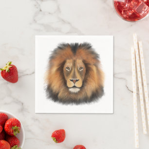 Serviette En Papier roi lion de la jungle réaliste homme aquarelle