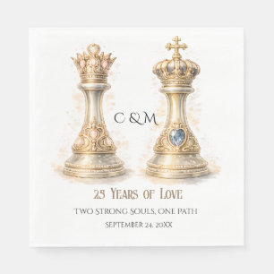 Serviette En Papier Roi Reine Couple 25e Anniversaire de Mariage
