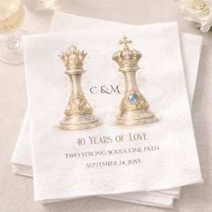 Serviette En Papier Roi Reine Couple 40e Anniversaire de Mariage