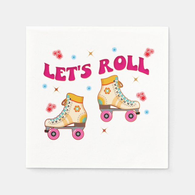 Serviette En Papier Roll Roller Skate Retro Amateurs de patinage (Devant)