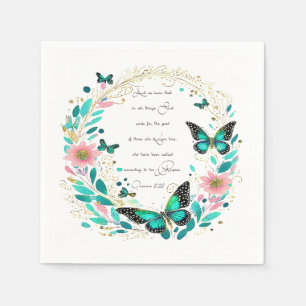 Serviette En Papier Romains 8:28 Fleurs et papillons