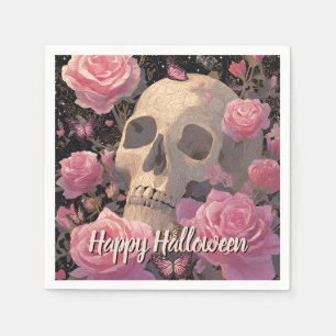 Serviette En Papier Romance gothique Fleur de crâne Halloween