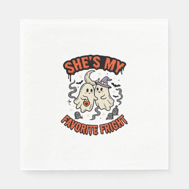 Serviette En Papier Romance humour fantôme Halloween (Devant)