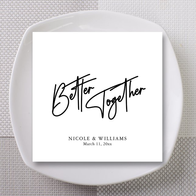Serviette En Papier Romance moderne : Serviettes de Mariage à script n (Modern Romance: Black Script Wedding Napkins)