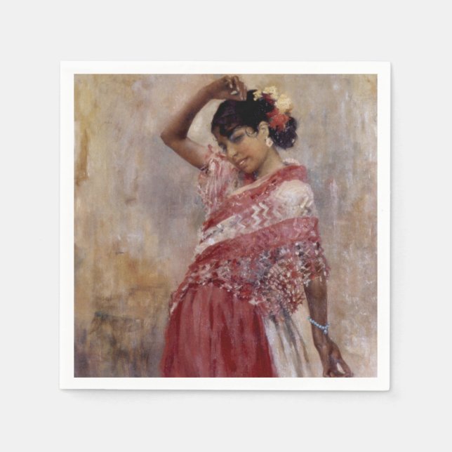 Serviette En Papier Romani Gypsy Woman Dancing (par Albert Edelfeel) (Devant)