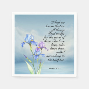 Serviette En Papier Romans 8:28 Iris Aquarelle