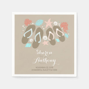 Serviette En Papier Romantic Beach tongs Mariage Papier Napkins