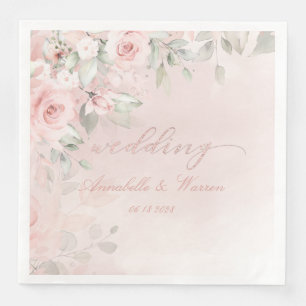 Serviette En Papier Romantic Blush Pink Secret Garden Roses Mariage
