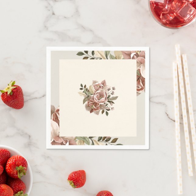 Serviette En Papier Romantic Blush Watercolor Floral Napkin (En situation)