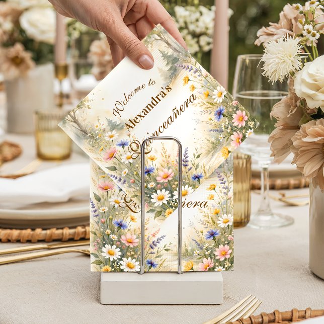 Serviette En Papier Romantic Garden Bloom Quinceañera (Créateur téléchargé)