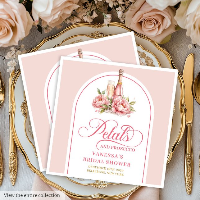 Serviette En Papier Romantic Gold Frame Petals and Prosecco Napkins (Romantic Gold Frame Petals and Prosecco Napkins)