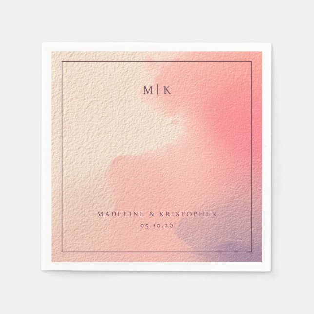 Serviette En Papier Romantic Pastel Watercolor Gradient (Devant)