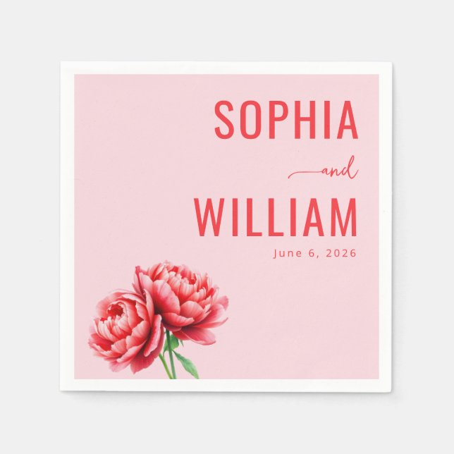 Serviette En Papier Romantic Pink Peony Floral (Devant)