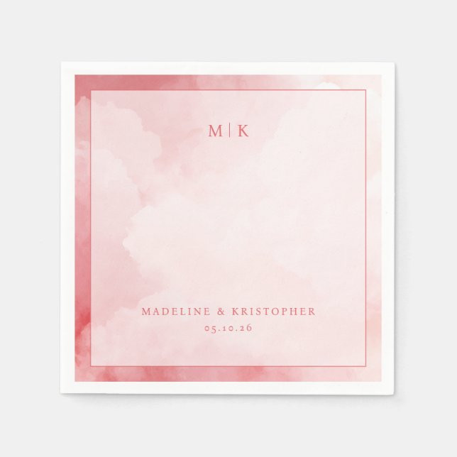 Serviette En Papier Romantic Pink Watercolor Clouds (Devant)