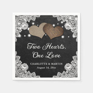 Serviette En Papier Romantic Rustic Black Chalkboard et Mariage de den