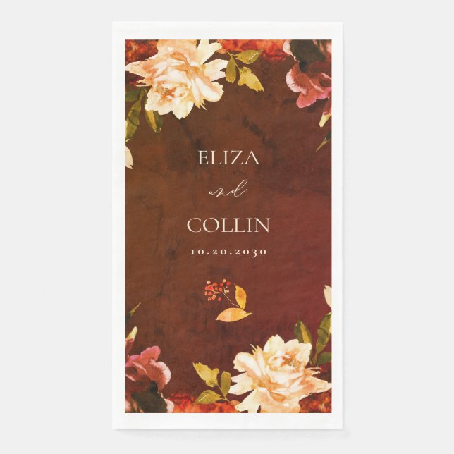 Serviette En Papier Romantique Creamtic Fall Floral Mariage (Devant)