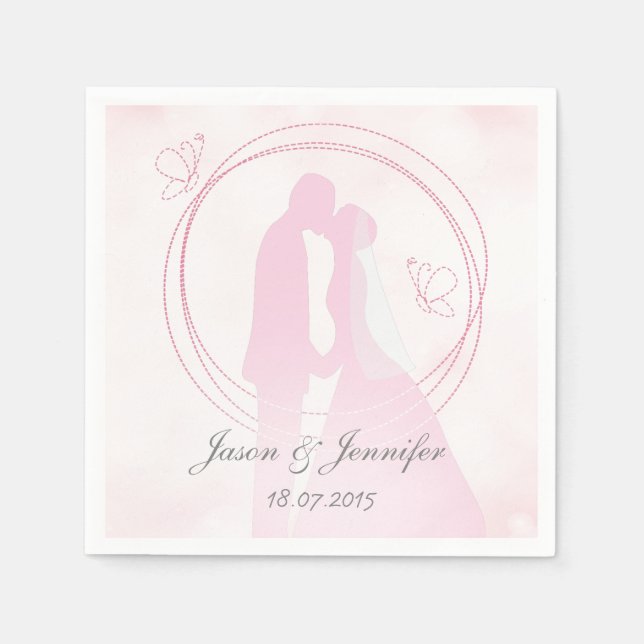 Serviette En Papier Romantique Dreamtic Mariage rose Couple (Devant)