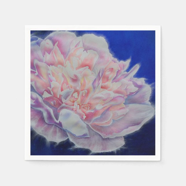Serviette En Papier Romantique élégant tableau rose bleu pastel (Devant)