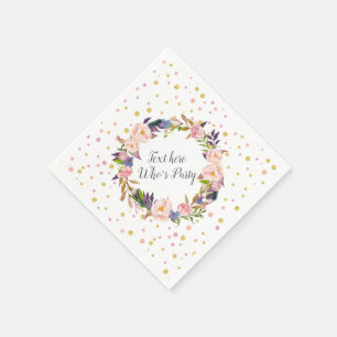 Serviette En Papier Romantique, Fleur aquarelle, bohème floral