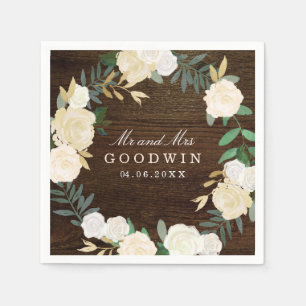Serviette En Papier Romantique Mariage de bois