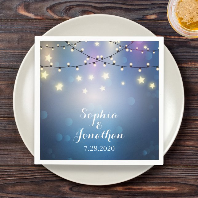 Serviette En Papier Romantique Mariage extérieur Twinkle lumières à co (Créateur téléchargé)