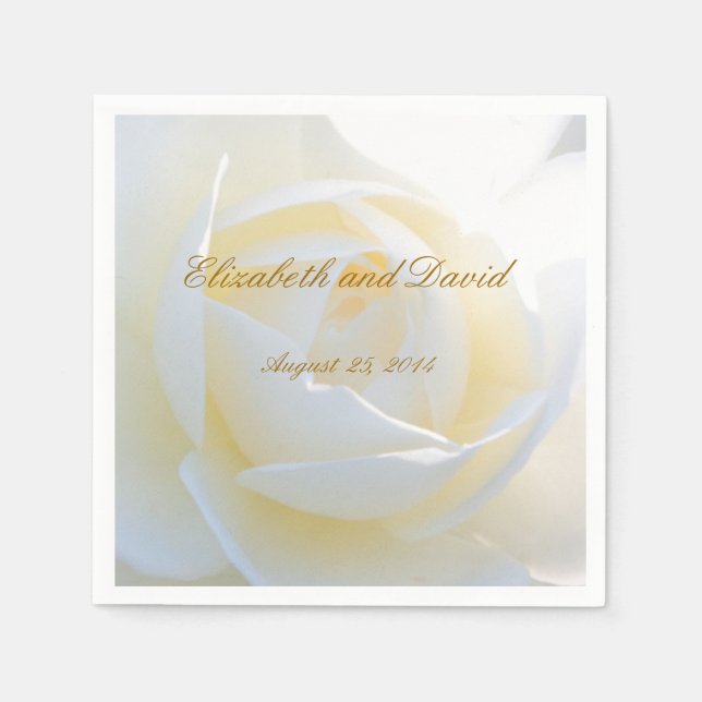Serviette En Papier Romantique Mariage Rose blanche (Devant)