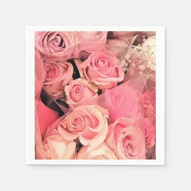 Serviette En Papier romantique mariage rose rosé serviettes (Devant)