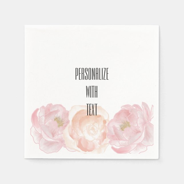 Serviette En Papier Romantique Peonies roses Floral (Devant)