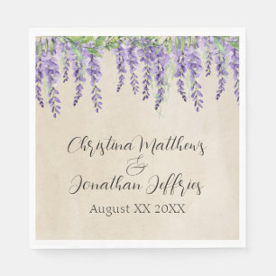 Serviette En Papier Romantique Purple Wisteria sur Parchemin rustique
