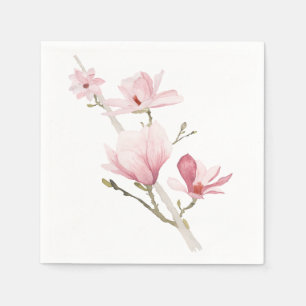 Serviette En Papier Romantique rose Magnolias Verdure serviettes