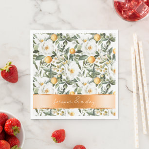 Serviette En Papier Romantique sicilien été Oranges florales Mariage