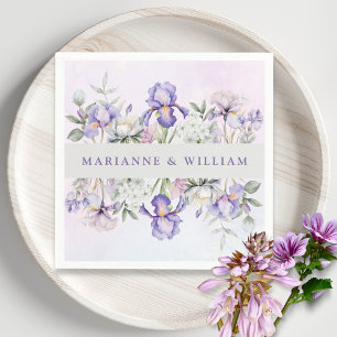 Serviette En Papier Romantique violet iris et pivoines Mariage floral