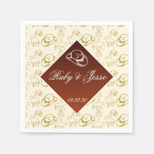 Serviette En Papier Romantique Western Desert Brown Mariage
