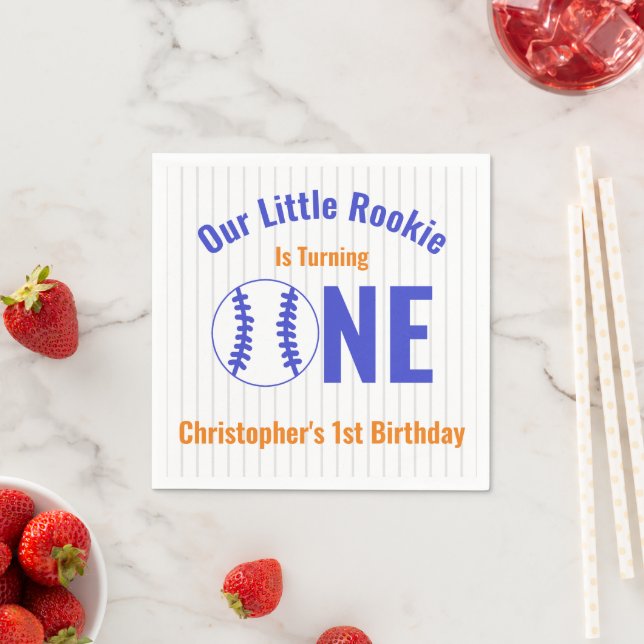 Serviette En Papier Rookie Baseball 1er anniversaire (En situation)