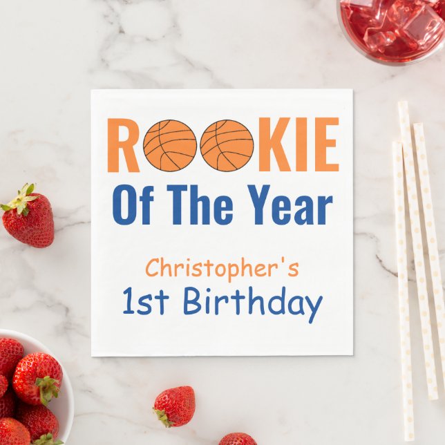 Serviette En Papier Rookie Basketball 1er Anniversaire Napkins (En situation)