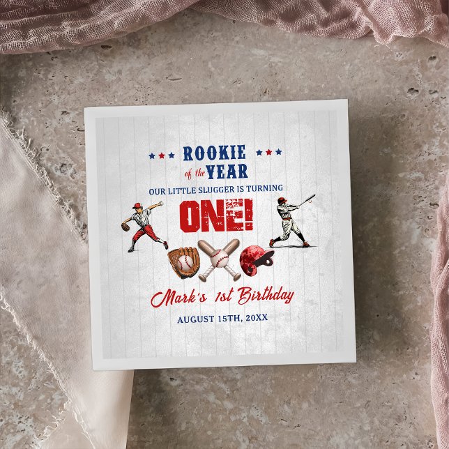 Serviette En Papier Rookie de baseball 1er Anniversaire (Créateur téléchargé)