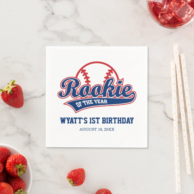 Serviette En Papier Rookie de l'année 1er Anniversaire Baseball (En situation)