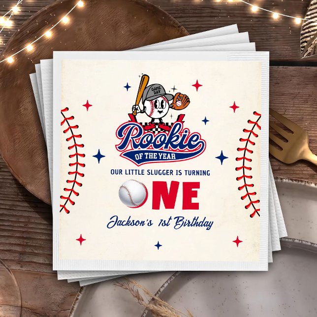 Serviette En Papier Rookie de l'année Anniversaire de baseball serviet (Créateur téléchargé)