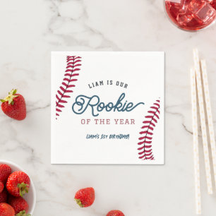 Serviette En Papier Rookie de l'année Baseball 1er anniversaire
